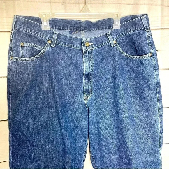 Lee Mens Blue Dungarees Jeans 42x32 Loose Fit - Picture 2 of 11